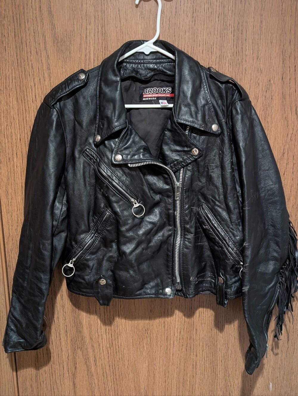 Vintage Brooks Leather Sportswear Fringe Beaded Motorcycle Jacket - Women's
